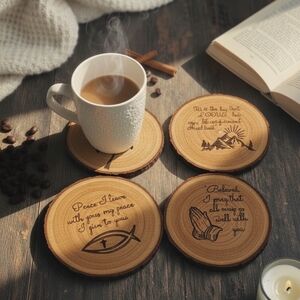 Inspirational wooden Coaster Set of 4